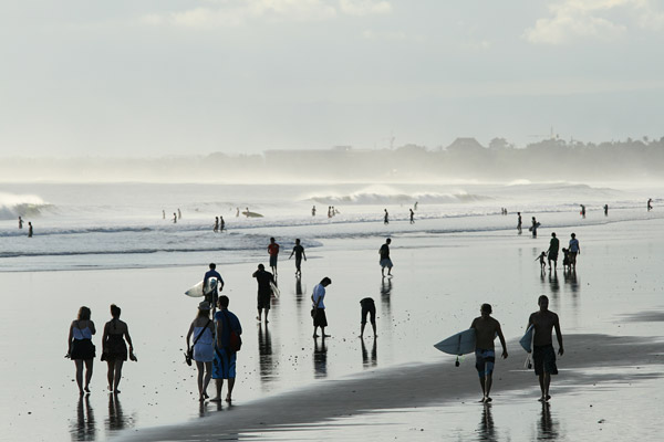 Kuta beach at sunset