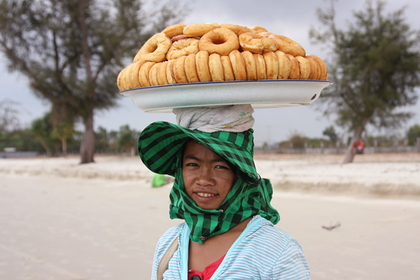 Beach hawker at Otres beach